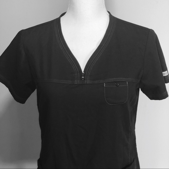 Grey’s Anatomy Black 3 Pocket V Neck Scrub Top - Picture 3 of 8